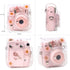 Case for Fujifilm Mini 12/11/9/8 Instant Camera, Protective Bag with Transparent Shoulder Strap (Real Flower - Pink)