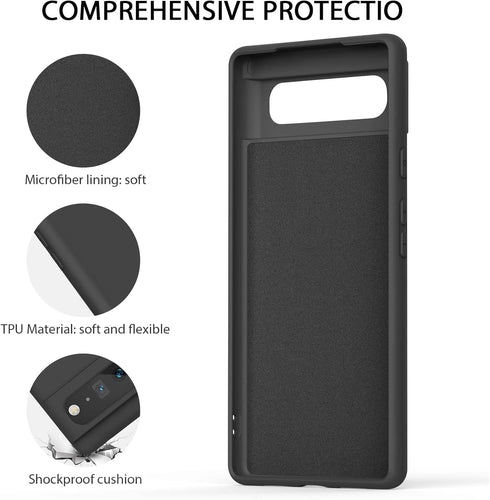 Silicone Phone Case for Google Pixel 6, Soft Protective Anti-Scratch Shockproof Cover for Men and Women, Black