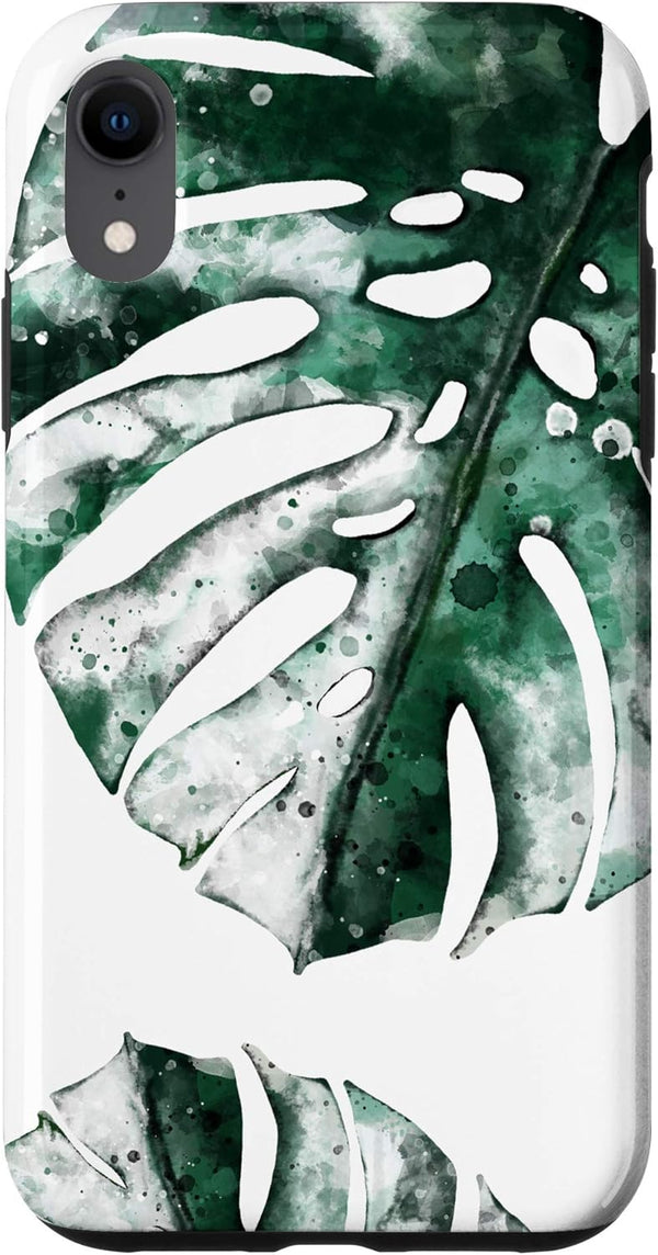 Monstera Deliciosa Swiss Cheese Plant iPhone XR Palm Leaf Monstera Variegata Swiss Cheese Plant Watercolor Case