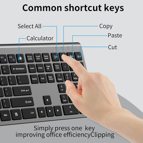 Wireless Keyboard and Mouse Combo, Slim Silent Keyboard and Mouse with USB Mini Receiver, Ergonomic Full-Size - Space