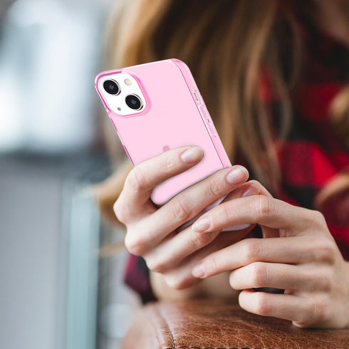 JJGoo Clear Pink Soft Shockproof Protective Slim Thin Phone Bumper Cover for iPhone 13, 6.1 inch 2021