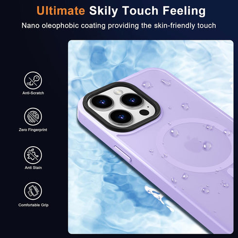MOCCA Slim Translucent Matte Case for iPhone 15 Pro Max, 13FT Military Drop Protection, MagSafe Compatible, Light