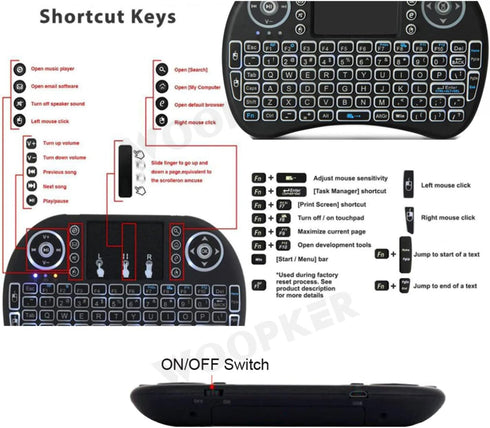 Dreamlink 3 Colour Backlit Mini Wireless Keyboard and Mouse, 2.4GHz Wireless Touchpad Rechargeable Combos for PC, Pad,
