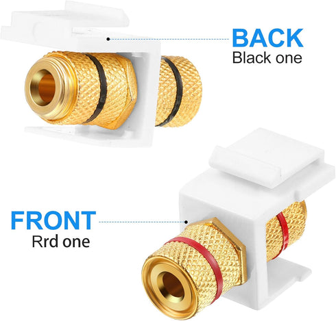 12 Pieces Banana Jack Binding Post Keystone Jack Insert with Black and Red Rings for Audio Speaker Connector