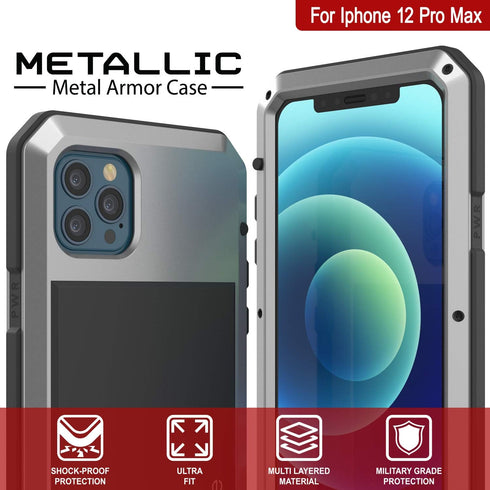Punkcase for iPhone 12 Pro Max - Heavy Duty Military Grade Armor Metal Case, Shock Proof Hard Aluminum & TPU Design.