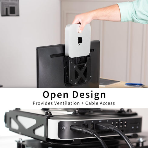 VIVO Behind Monitor VESA Mount for Mac Mini CPU, Concealed Mount with Desk Clamp Option, Black