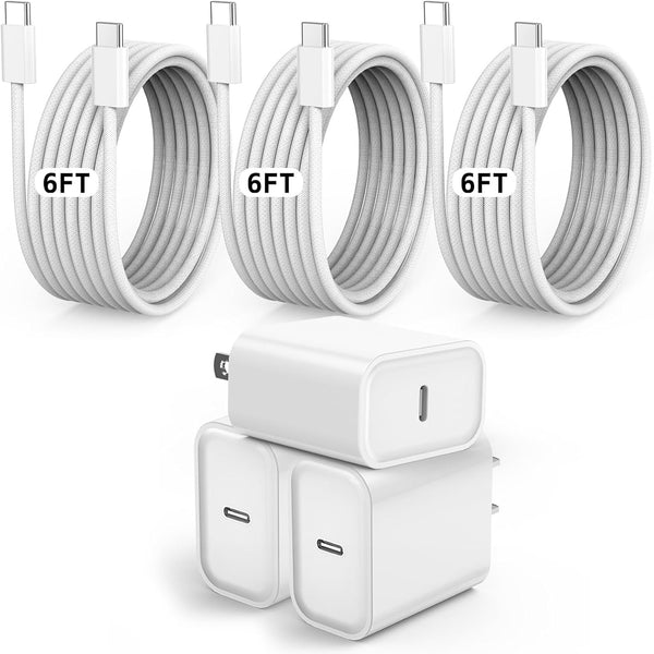 UCCRIE Fast Charger iPhone17/16 Charging, 3Pack 20W USB-C Charger iPhone Charger Fast Charging