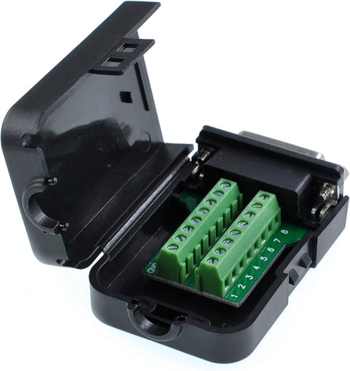 Oiyagai DB15 Female 15Pin Connector Adaptor with Case, Nut Terminal Breakout Board Signal Module, Free Welding