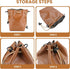 Gabrella Drawstring Camera Bag, Brown Leather Camera Bag with Protective Interior, Comfortable Travel Camera Storage