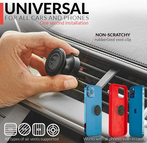 New 2024 Magnetic Cell Phone Holder for Car Vent, All-Metal Design for Any Smartphone (iPhone, Android, GPS),