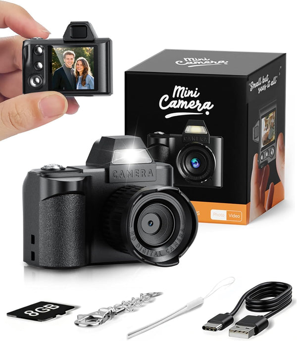WZVZ Mini Keychain Digital Camera,1080P Tiny Portable Camera with 4X Zoom, 8GB SD