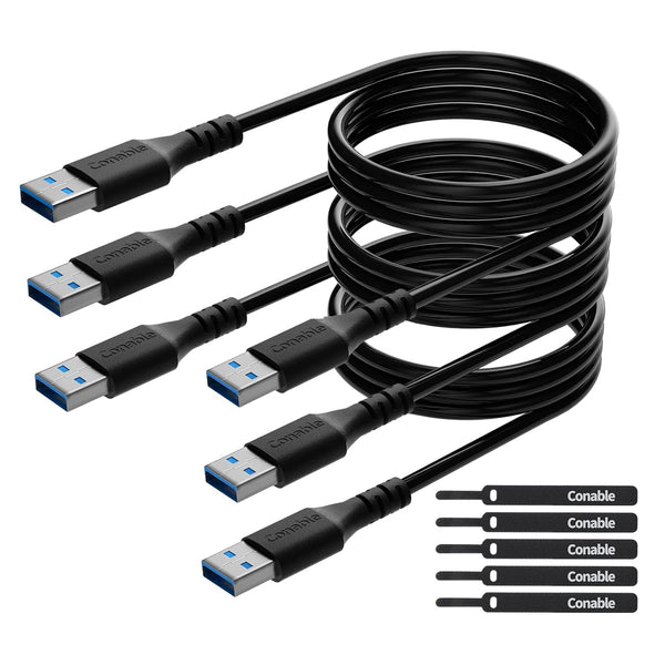 USB to USB Cable 6 Feet (3 Pack), USB 3.0 Male to