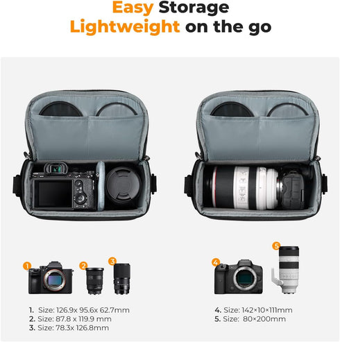 K&F Concept Small Camera Sling Bag, Crossbody Case for DSLR/SLR, Cute Compact Shoulder Photography Bag