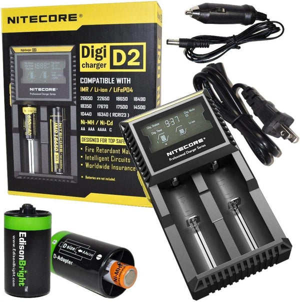 Nitecore D2 Smart Charger 2015 Version with LCD Display for Li-ion, IMR, LiFePO4 18650 26650 22650 17670 18490 17500