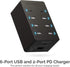 SABRENT 100 Watt 8 Port USB Rapid Charger, Family Sized, UL Certified, 2 PD Ports (AX-ADPD)
