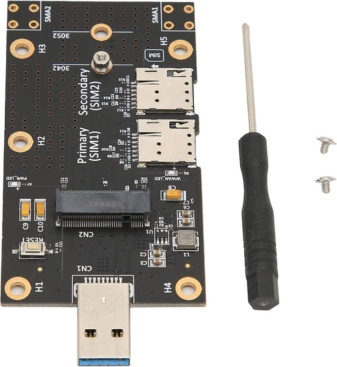 Qiilu M.2 3.0 3G/4G/5G to USB Adapter Push Connector for Dual SIM Card Slot Computer Module with Dual Nano SIM Card