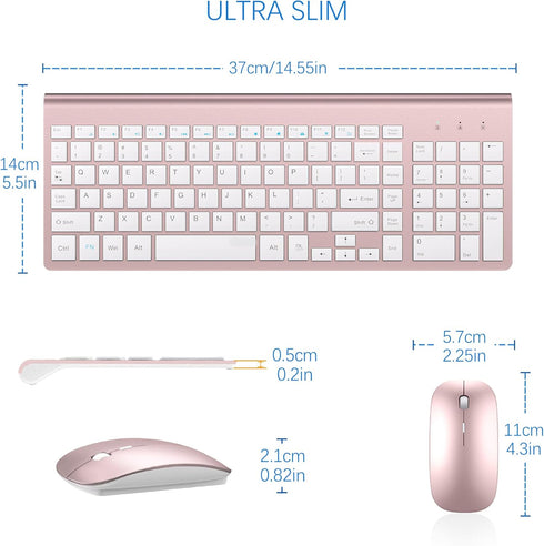 TopMate Ultra Slim Wireless Keyboard and Mouse Combo, 2.4G Silent Compact USB Mouse, Scissor Switch Keyboard Set