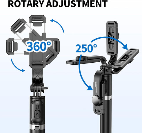 Selfie Stick Tripod, All in One Extendable & Portable Selfie Stick with Wireless Remote Compatible with iPhone 14 13 12