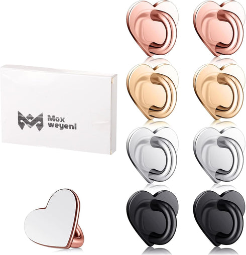 Moxweyeni 8 Pcs Cell Phone Finger Ring Adhesive Metal Phone Finger Grip Loop Stand Heart Grip Holder Charm Hook for DIY