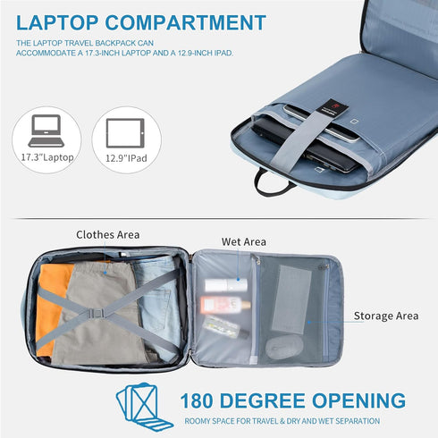 EMPSIGN Travel Backpack for Women, Large Carry On Airline Approved Personal Item Bag, 17 inch TSA Friendly Laptop