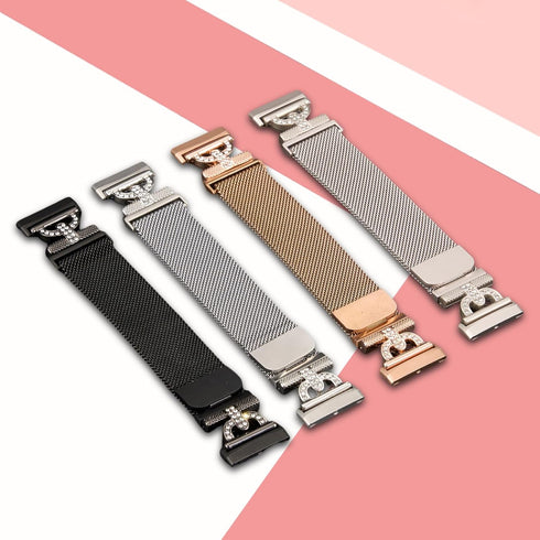 Magnetic Bands Compatible with Fitbit Sense 2/Fitbit Versa 4/Fitbit Sense/Fitbit Versa 3, Mesh Stainless Steel Bling