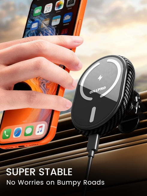 OHLPRO 17 15W 16/15/14/13 for iPhone MagSafe Car Mount Charger, Fast Wireless Charging Magnetic Holder with Extendable