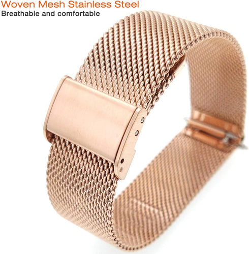 Abanen Watch Bands for Garmin Vivoactive 4S / Vivomove 3S - 18mm Quick Release Stainless Steel Metal Mesh Women