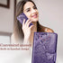 Wallet Case for iPhone SE 2020/2022/iPhone 8/7, Women Butterfly Embossed PU Leather Stand with Card Slots (Purple)