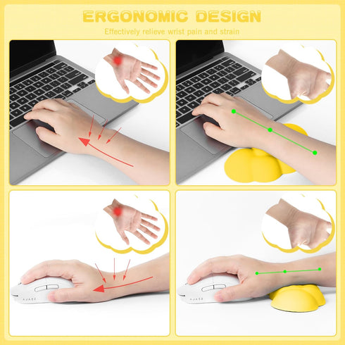 ATTACK SHARK Cloud Wrist Rest and Coaster Combo, Soft Non-Slip PU Ergonomic Wrist Pad for Keyboard
