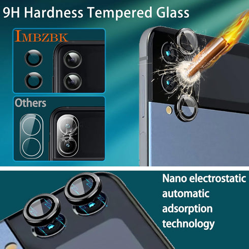 IMBZBK 9-in-1 Screen Protector for Samsung Galaxy Z Flip 4 5G: 3 Flexible Films, 3 Tempered Glass, 3 Camera Protectors.