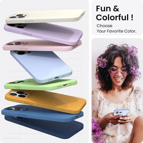 ORNARTO Slim Liquid Silicone Phone Case for iPhone 14 Pro, 6.1 inch, Baby Blue with Microfiber Lining