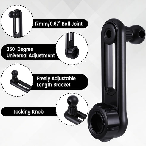 Exircy 17mm 2.04 Inch 360-Degree 17mm Ball Mount Extension Arm, Adjustable Length, Ball Mount Rotatable Extension