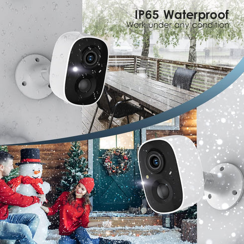 Security Camera Wireless Outdoor - 2-Way Talk Battery Powered Wi-Fi Cameras, 1080P Night Vision, IP65 Weatherproof