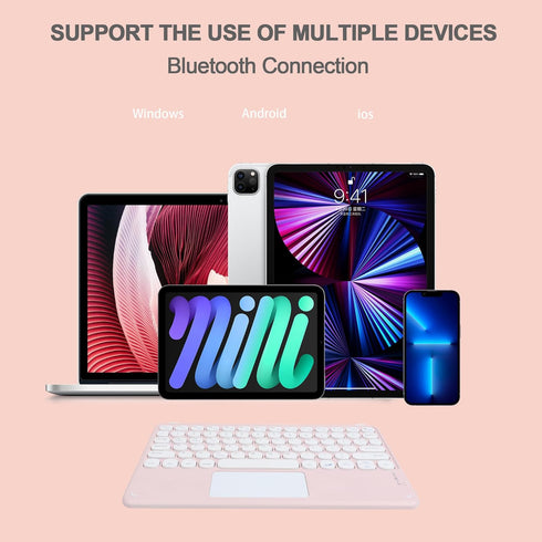 Wireless Keyboard with Touchpad, Ultra-Slim Rechargeable Bluetooth Keyboard for iPad/iPad Pro and Other Devices (Pink)