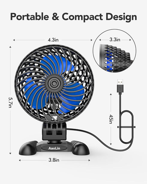 USB Desktop Small Fan - Stepless Speed Adjustment Portable Mini Fan, Quiet Powerful Airflow for Office Home