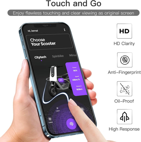 JETech 3-Pack Full Coverage Tempered Glass Screen Protector for iPhone 12/12 Pro 6.1", Black Edge, HD Clear,
