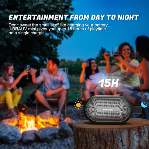J-BRAUV Speaker,IP67 10Hours Portable Mini Bike Bluetooth Waterproof Wireless with Adjustable Strap and Hook, Loud