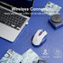 Wireless Mouse with Visible Battery Display - Rechargeable 2.4G USB Optical Mouse for Laptop PC, White and Blue