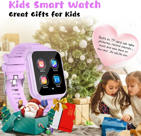 Retysaz Kids Smart Watch, 24 Game Fashion Smartwatches for Children 3-14, Great Gifts for Girls Boys (Purple)