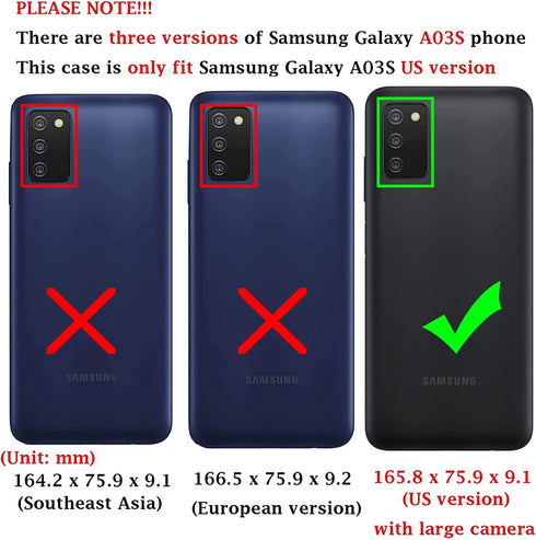 Samsung Galaxy A03S Case (Blue) - Military Grade 16ft Drop Tested with Screen Protector & Magnetic Kickstand