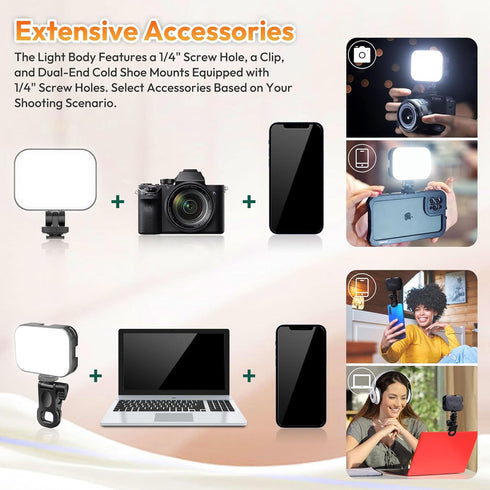 ULANZI VL100X Dimmable 2500-6500K 2000mAh Selfie Light, Clip LED Light Panel for Phone/Laptop/Tablet/Computer, Bi-Color