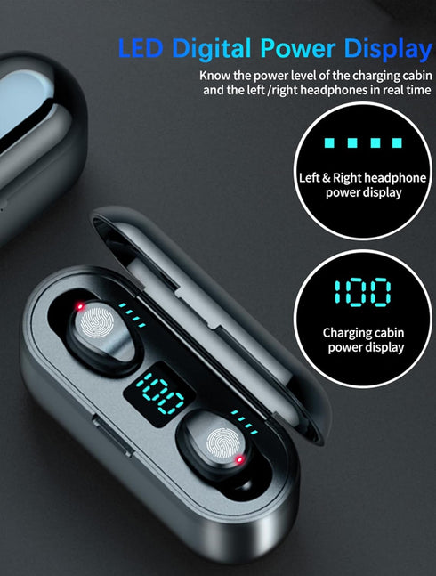 True Wireless Earbuds, 2024 Bluetooth 5.3 Headphones, Waterproof Touch Control, Built-in Mic, IP7 Waterproof