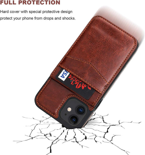 KIHUWEY Wallet Case for iPhone 12 / 12 Pro with Credit Card Holder, Premium Leather, Magnetic Clasp, Heavy Duty Cover