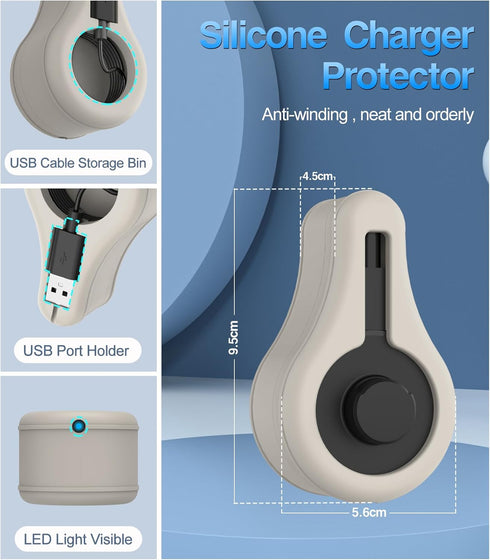 for Oura Ring Gen3 Charger Silicone Charger Protector Cover, ONLY Cover with Cord Winder, Charger Organizer for Oura Ring Gen3 Charging Dock and USB-C Cable for Wrapping Charger and Cords while Travel