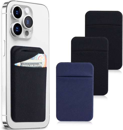3Pack Cell Phone Card Holder Pocket for Back of Phone,Stretchy Stick on