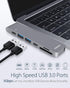 USB C Hub for MacBook Pro, 7 in 2 Multiport Adapter with 4K HDMI, Thunderbolt PD, USB 3.0, SD/TF Reader