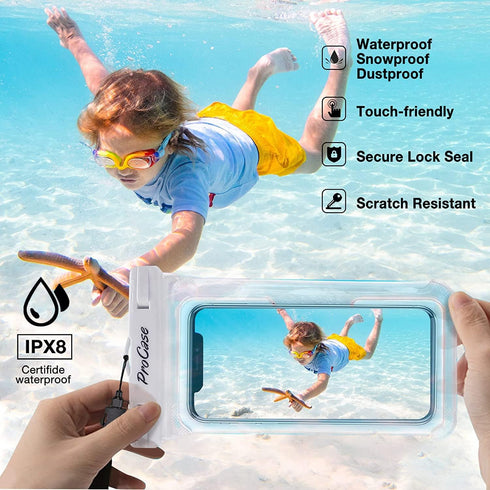 ProCase 2 Pack Waterproof Phone Pouch, Underwater Phone Case Up to 7", Dry Bag for iPhone & Galaxy