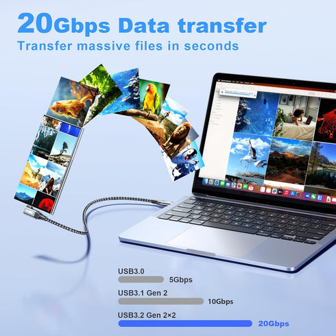 4K 60HZ 3FT, 20Gbps 100W 90 3.2 Gen2x2 17/16, LDLrui USB C Monitor Cable, Display, Right Angle Data Transfer, Charging