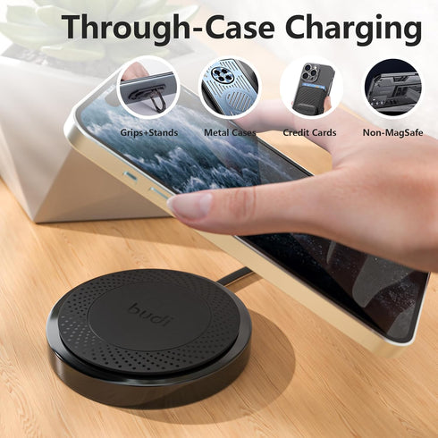 Wireless Fast Charger with Built-in Cable for All Smartphones, iPhone 14/14 Pro/14 Pro Max/13/13 Pro Max
