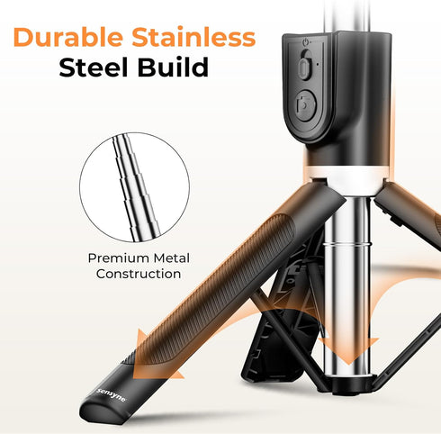 SENSYNE Selfie Stick for Phone, Extendable Travel Tripod with Detachable Remote for Photography, Selfies, Compatible